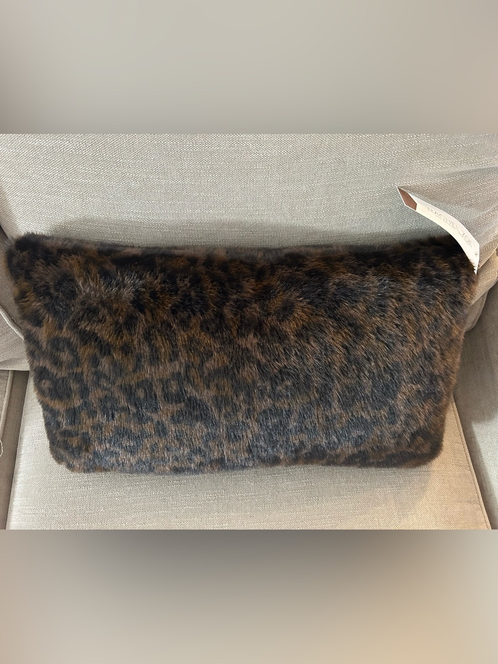 “New” Rachel Zoe Faux Fur Leopard Brown Accent Pillow
